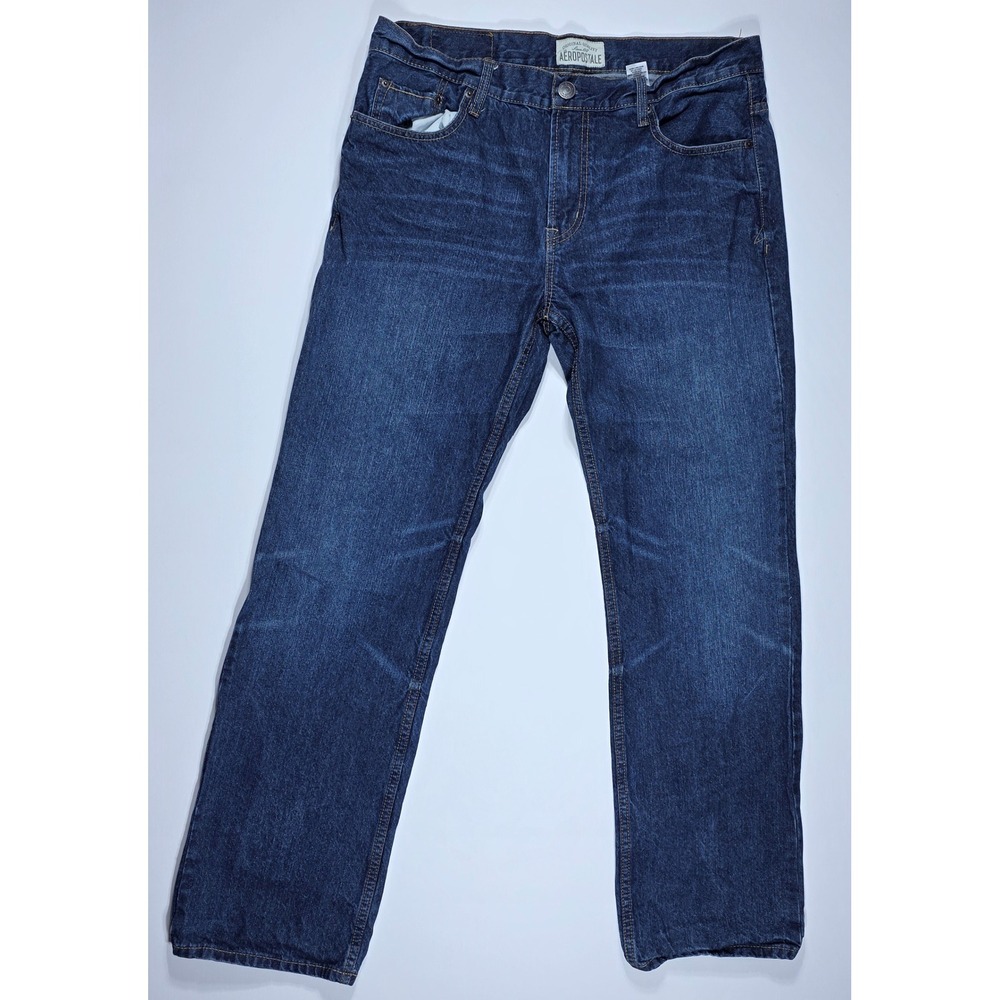 Aeropostale Essex Straight Leg Jeans Men's‎ 34x32 Dark Wash Blue Denim